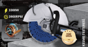 BYCON HSP-406 Kömürsüz Beton Kesme Makinesi 406 mm 3300W LCD Ekranlı - Sıfır Kesim Aparatı ve 2 Testere Hediyeli